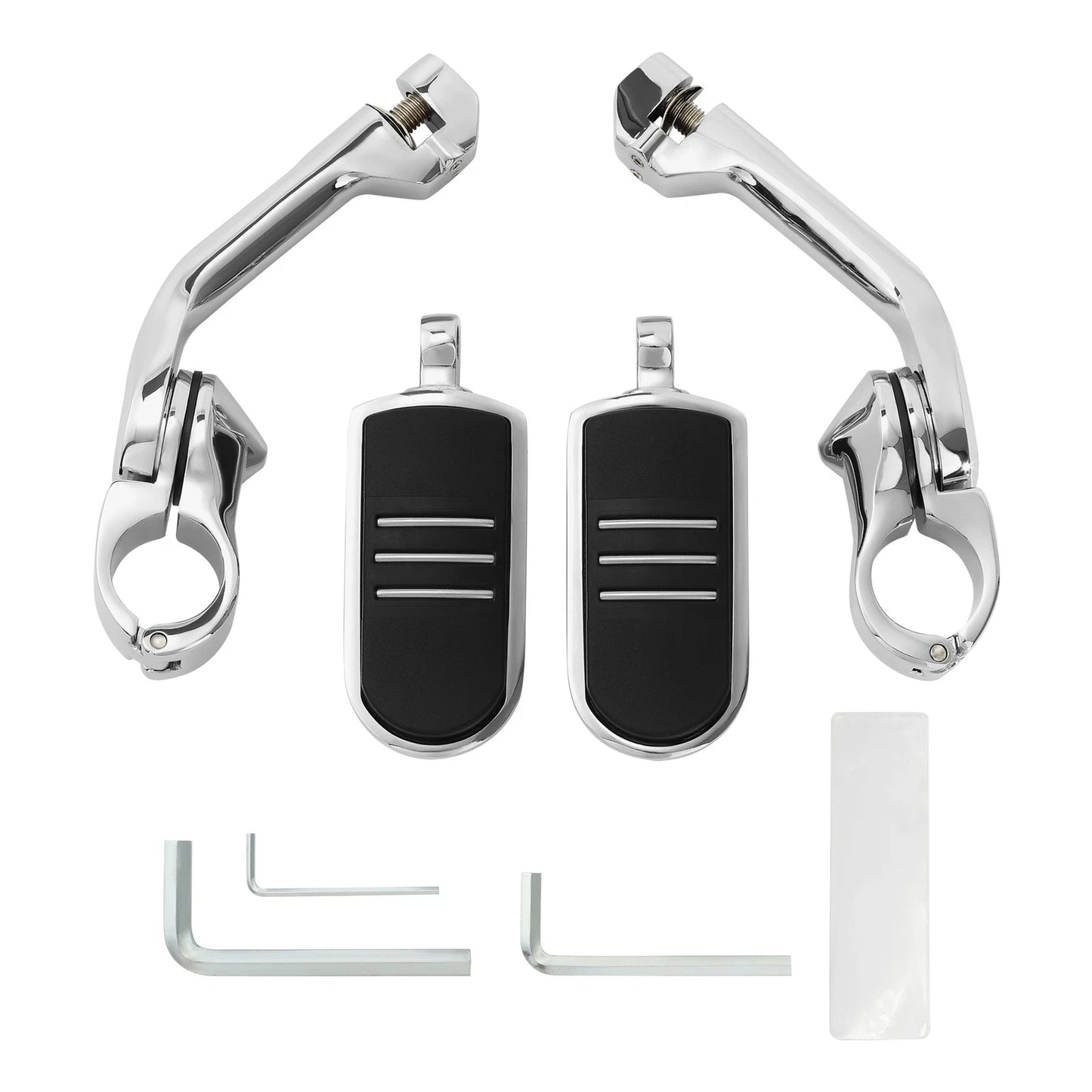 Chrome 1-1/4" Pegstreamliner Long Angled Highway Guard Foot Pegs for Harley