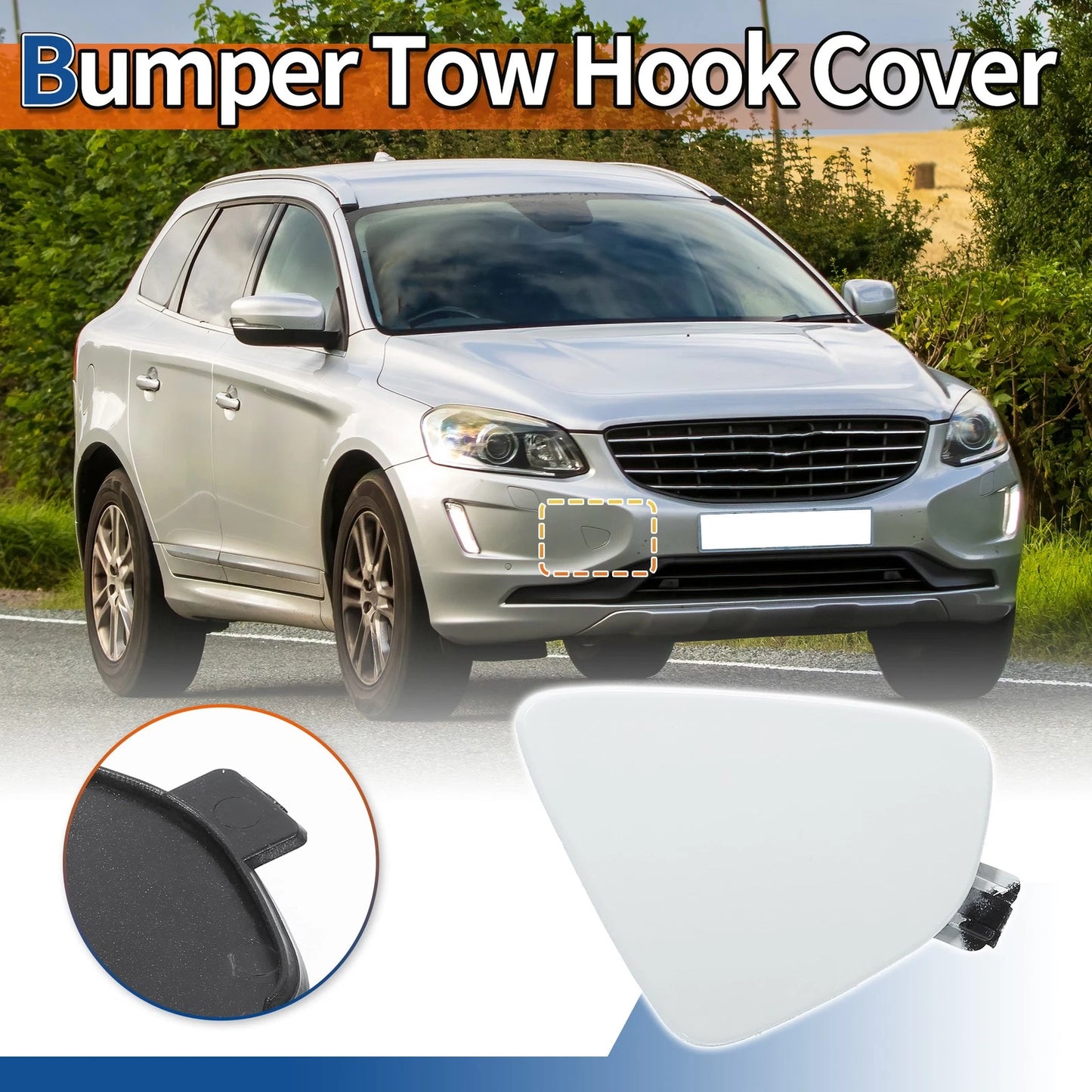Front Right Tow Hook Cover for Volvo XC60 (2014-2017) - White