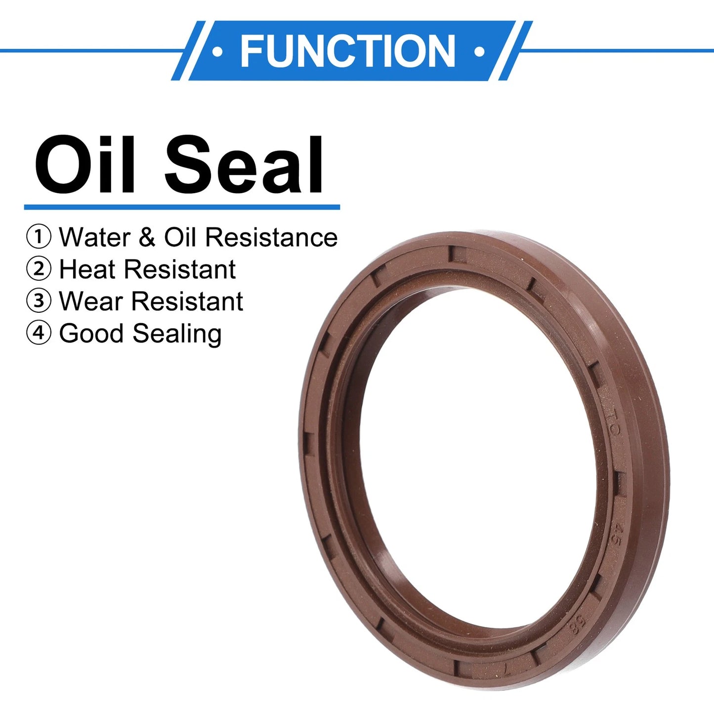 Oil Seal Rotary Shaft Seal FKM Rubber 45x58x7mm Brown 2 x