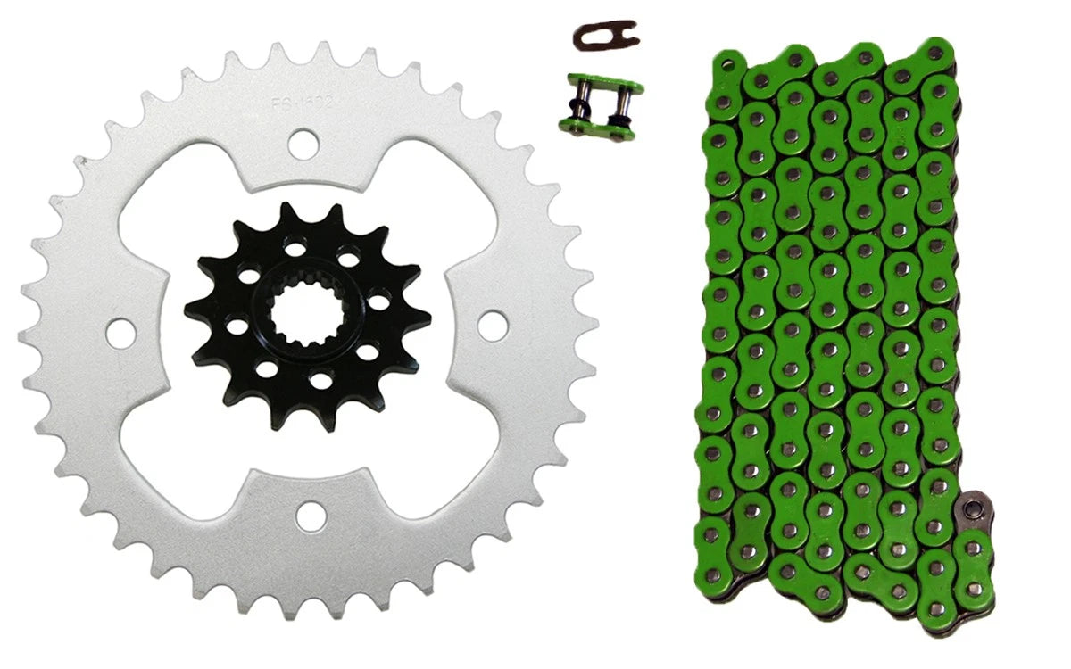 Green 520x98 O-Ring Drive Chain & 14/38 Sprockets for Polaris Outlaw 525S