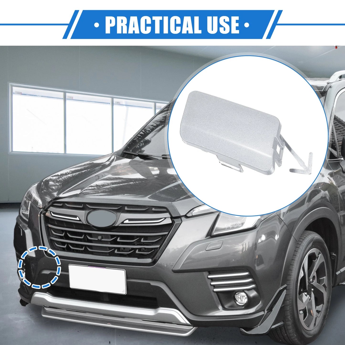 Front Right Tow Hook Cover for Subaru Forester (2009-2013) Silver Tone