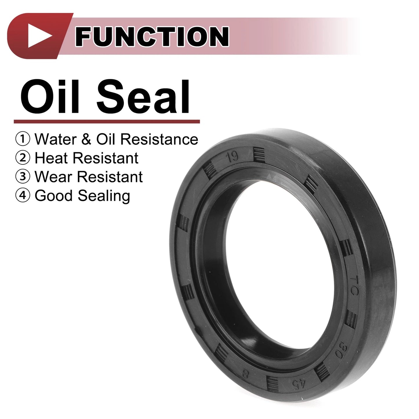Rotary Shaft Seal 30x45x8mm Oil Seal Nitrile 70 Durometer Black 5 Pcs