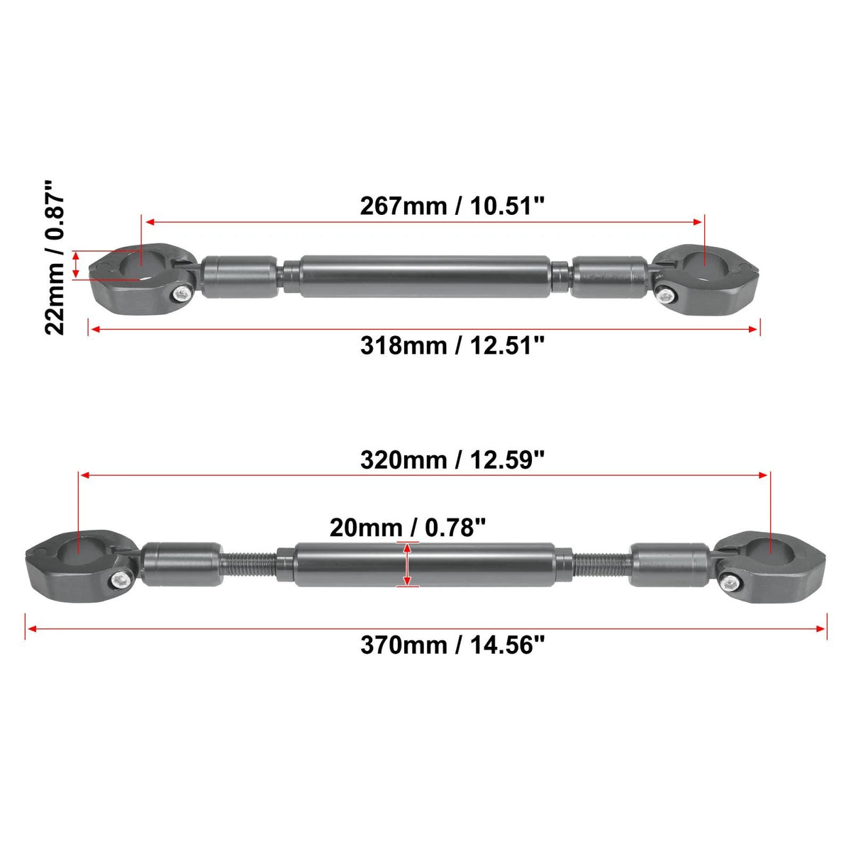 Set Universal 22mm Aluminum Alloy Titanium Tone Motorcycle Balance Bar