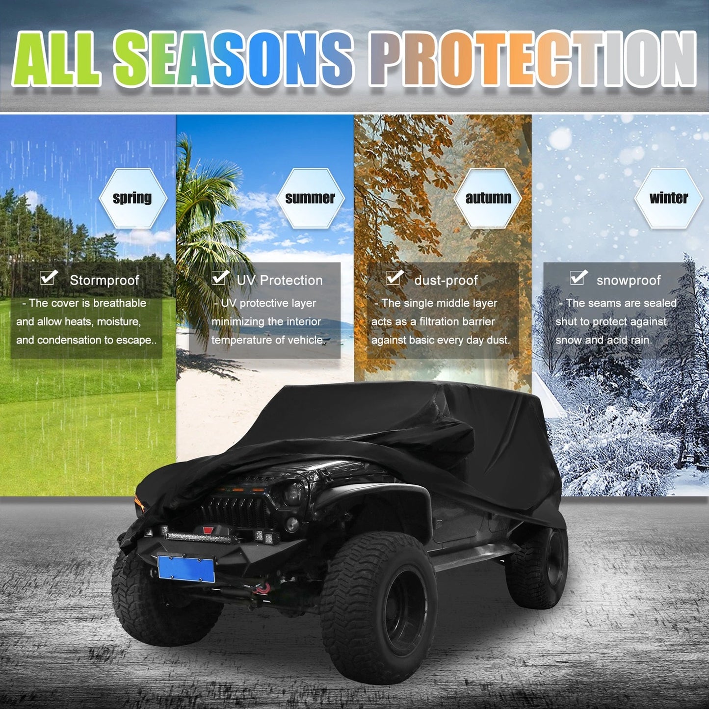 SUV Car Cover for Jeep Wrangler JK JL 2-Door (2007-2021) UV Waterproof Protection