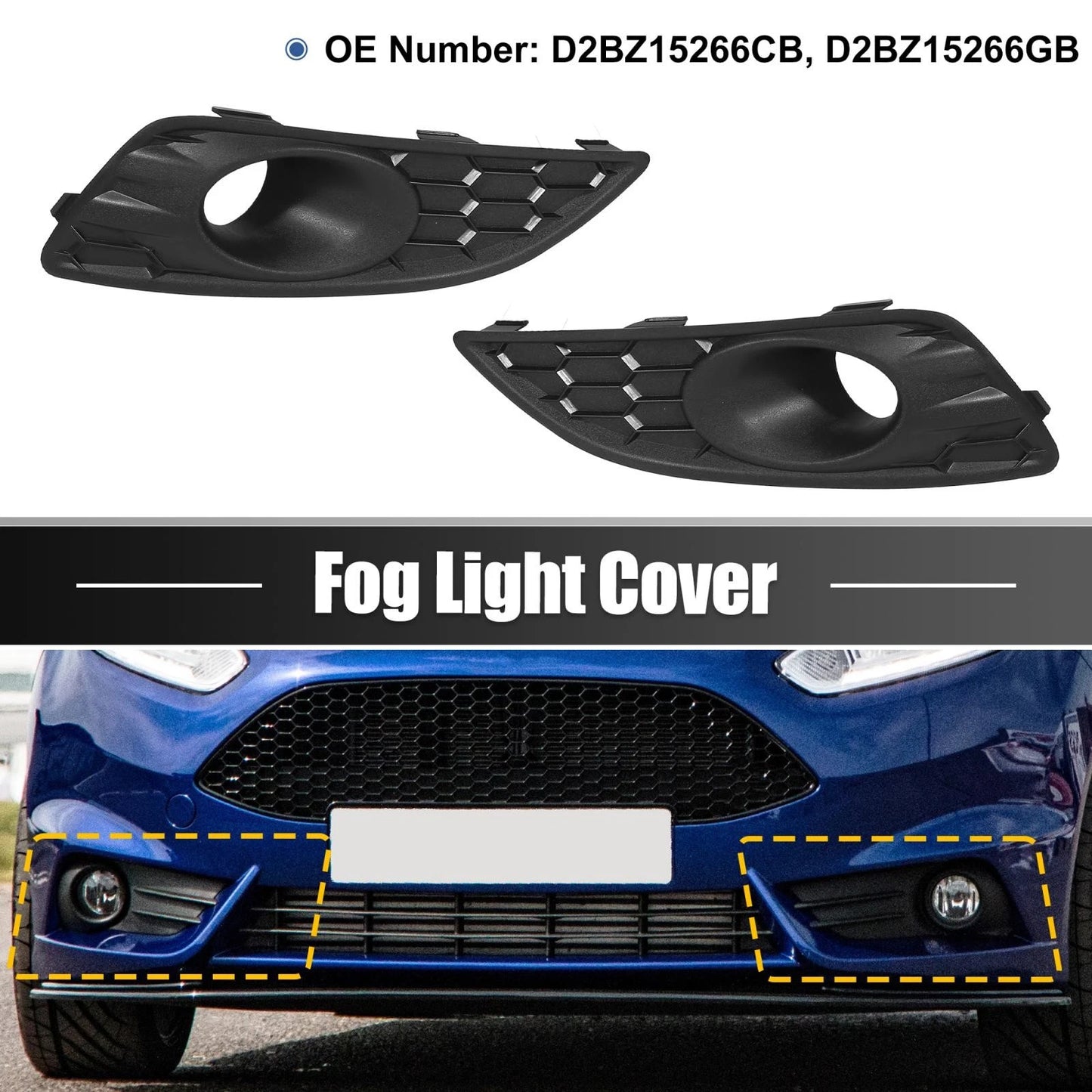 D2BZ15266CB Fog Light Grille Cover Trim for Ford Fiesta (2014-2016)