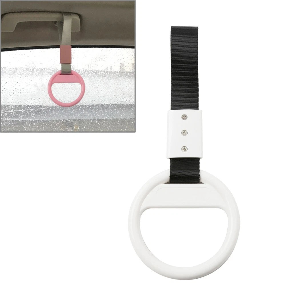 PVC Plastic Black & White Round Ring Handle Strap for Train Bus