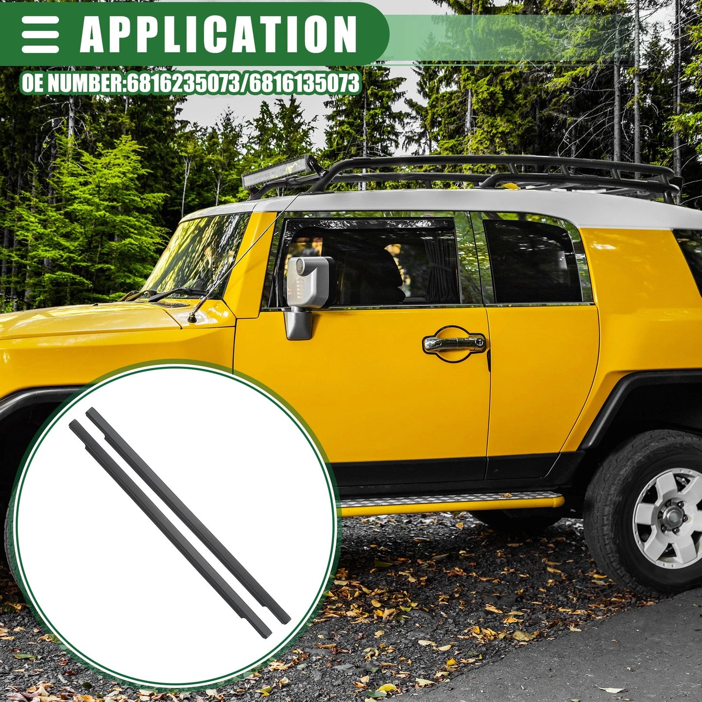 Pair Left Right Door Window Weatherstrip for Toyota FJ Cruiser (2007–2014)
