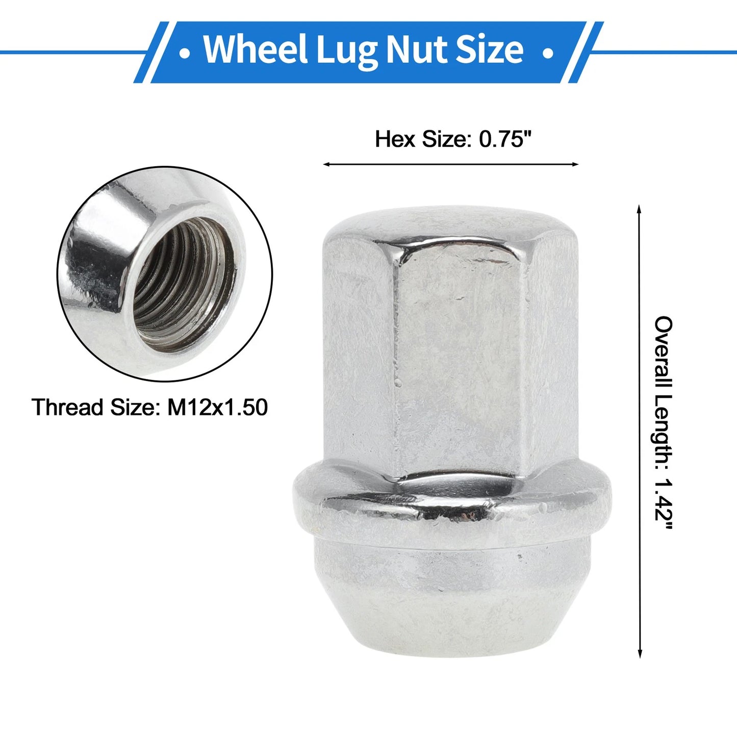 20 Pcs M12x1.50 Wheel Lug Nuts for Chevrolet Impala (2008–2009)
