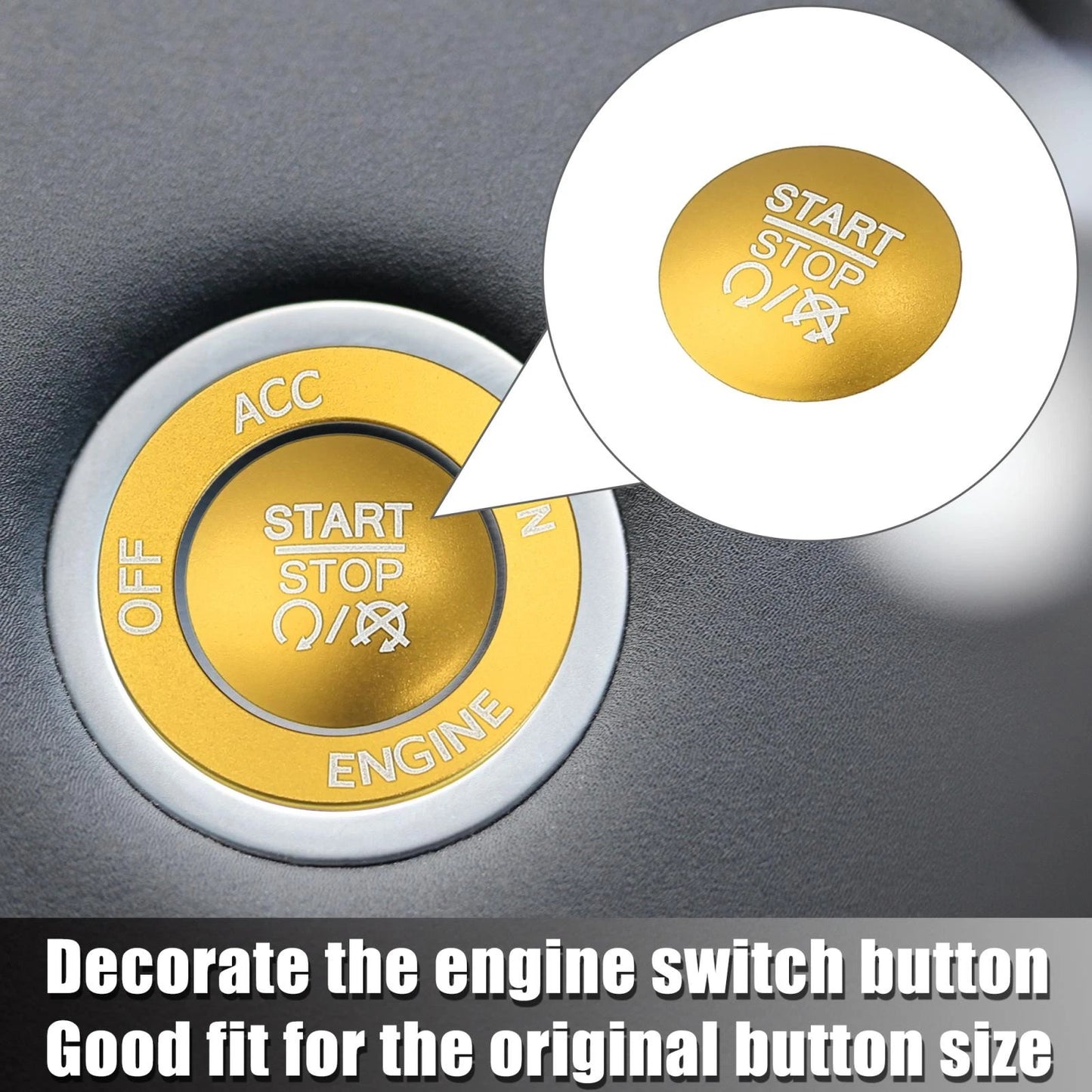 Engine Start Stop Button Cover Trim Kit for Dodge Charger Challenger Gold Tone