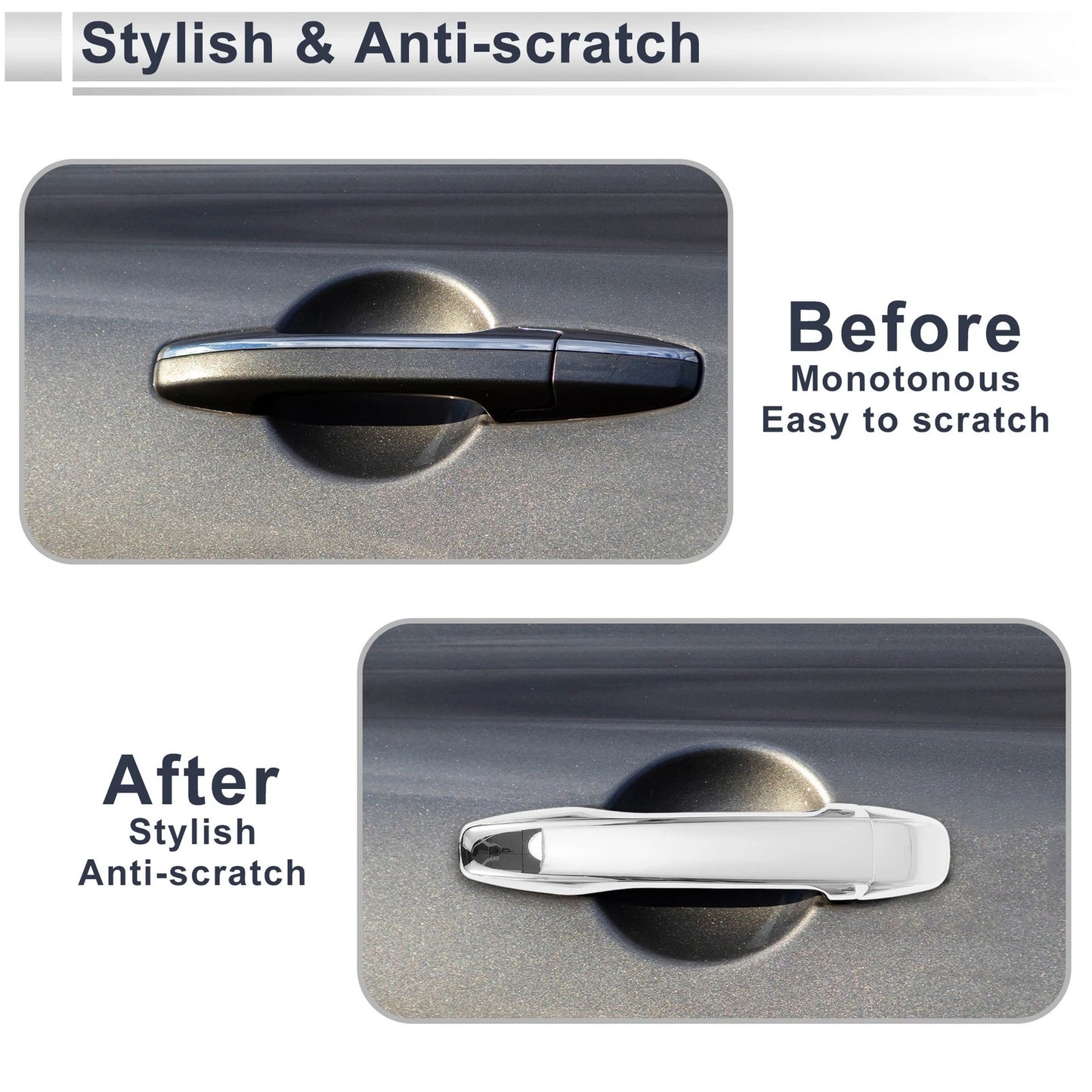 Door Handle Cover Trim for Toyota Prius (2010-2015) Silver Tone