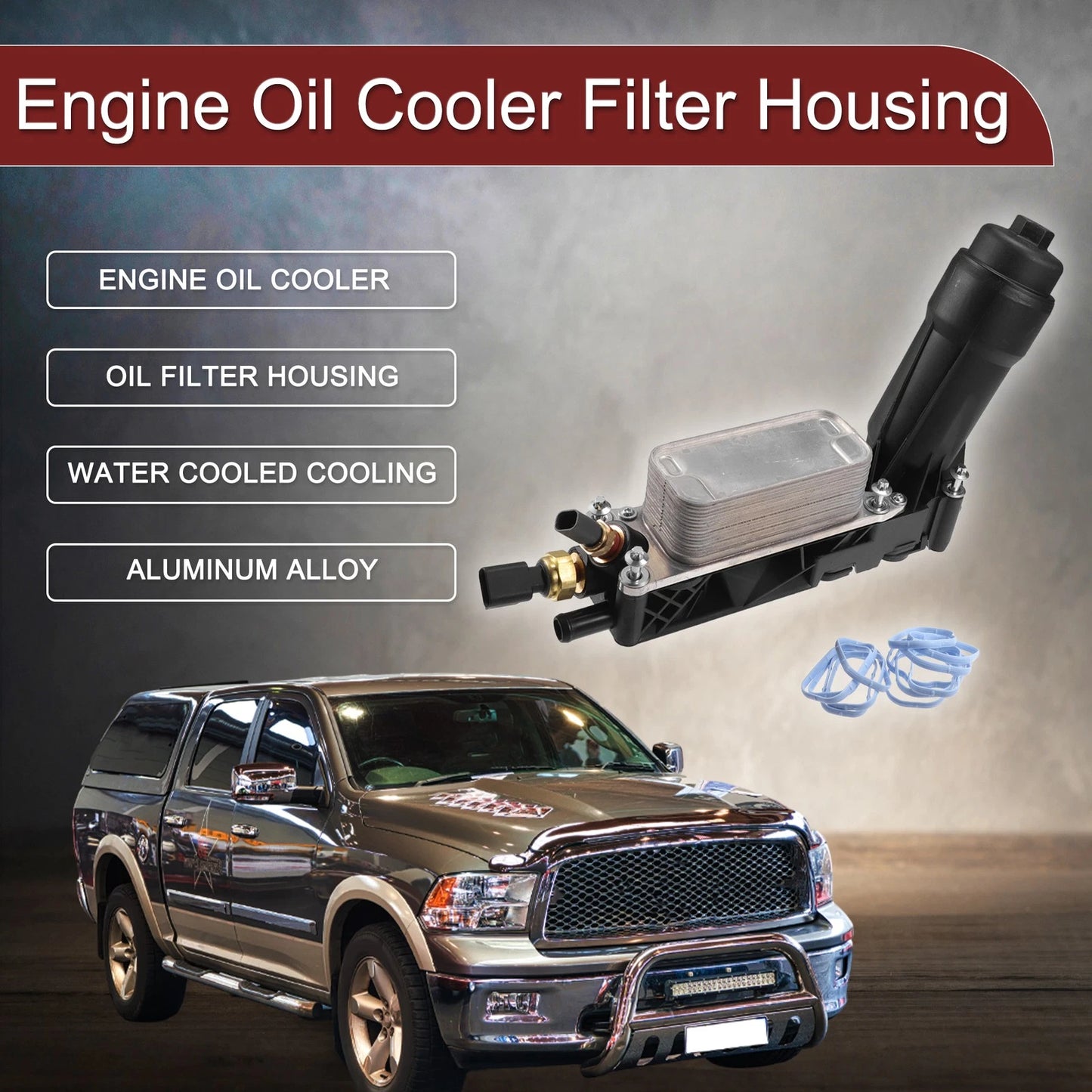 Engine Oil Cooler Filter Housing with Seals for Ram 1500