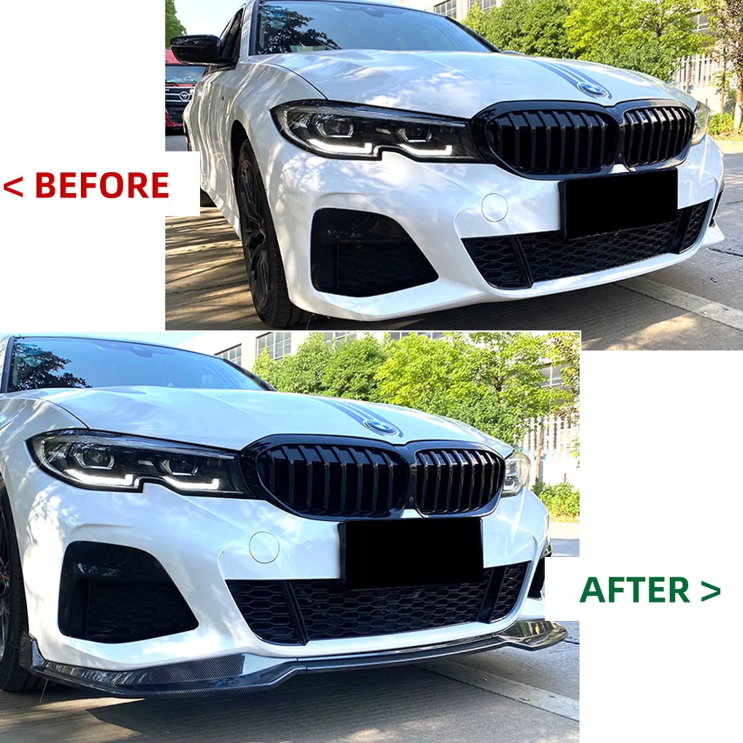 Front Spoiler Lip Kit for BMW 3 Series G20 320i 330i M Pack (2019-2022)