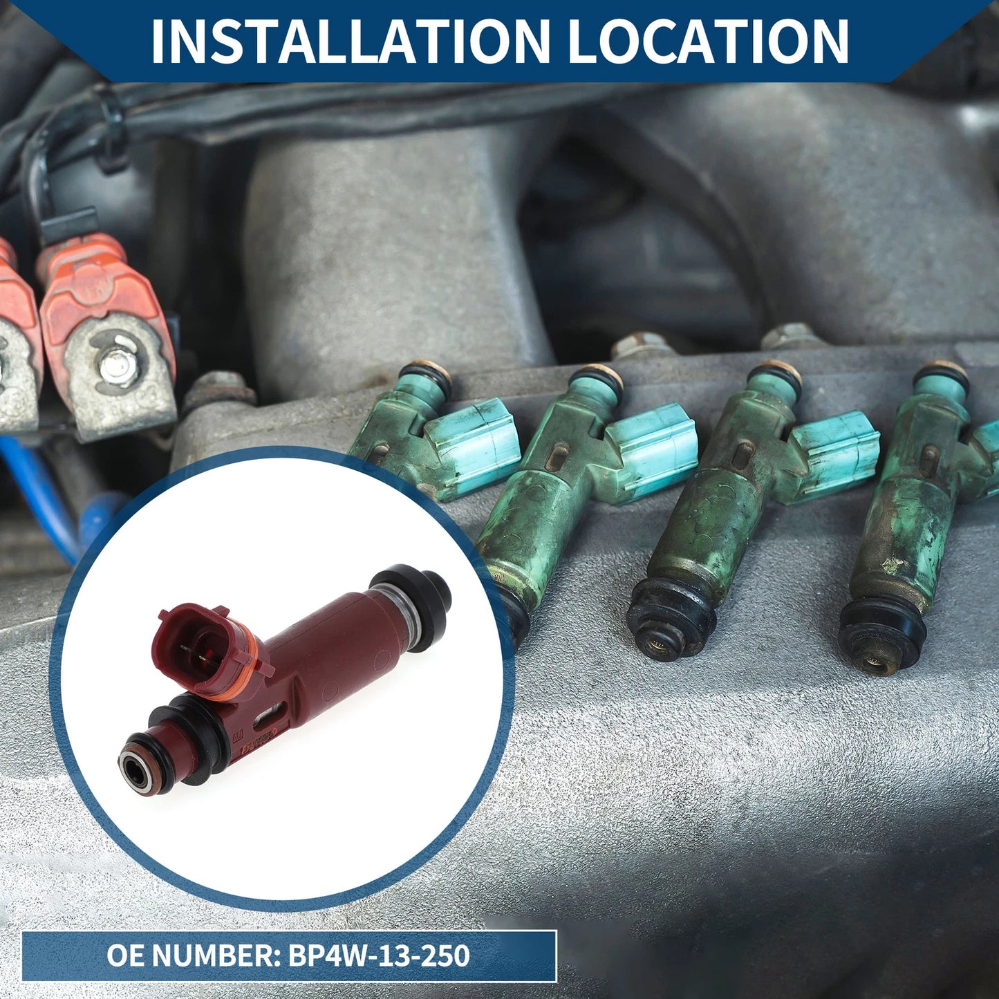 Fuel Injector BP4W-13-250 for Mazda Miata 1.8 (1999-2001) 1 Pc Wine Red