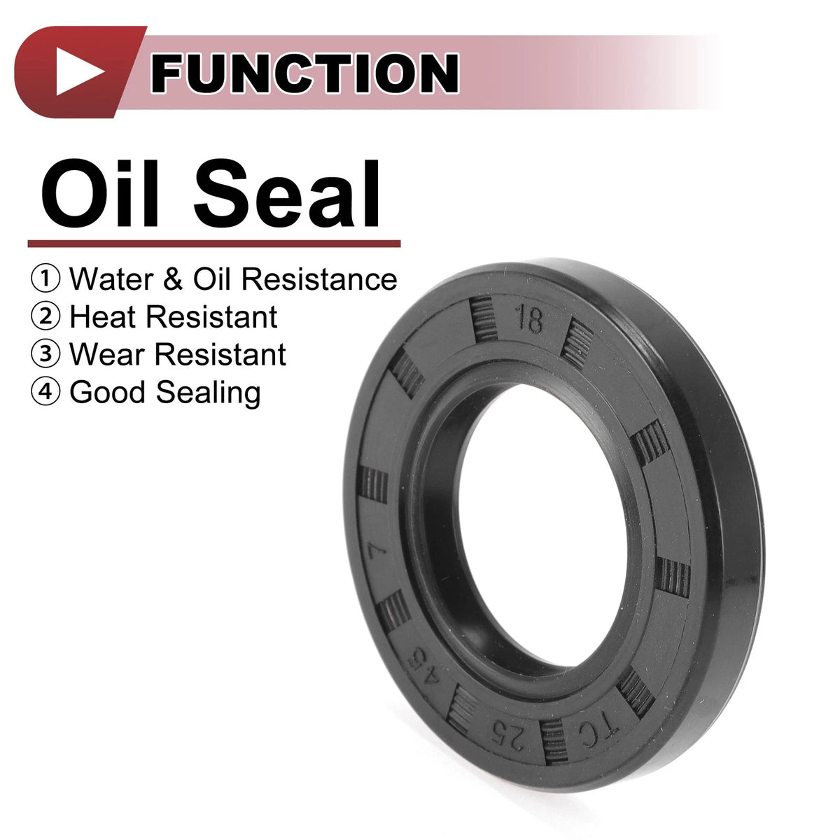 Rotary Shaft Seal 25x45x7mm Nitrile 70 Durometer Rubber Black 5 Pcs