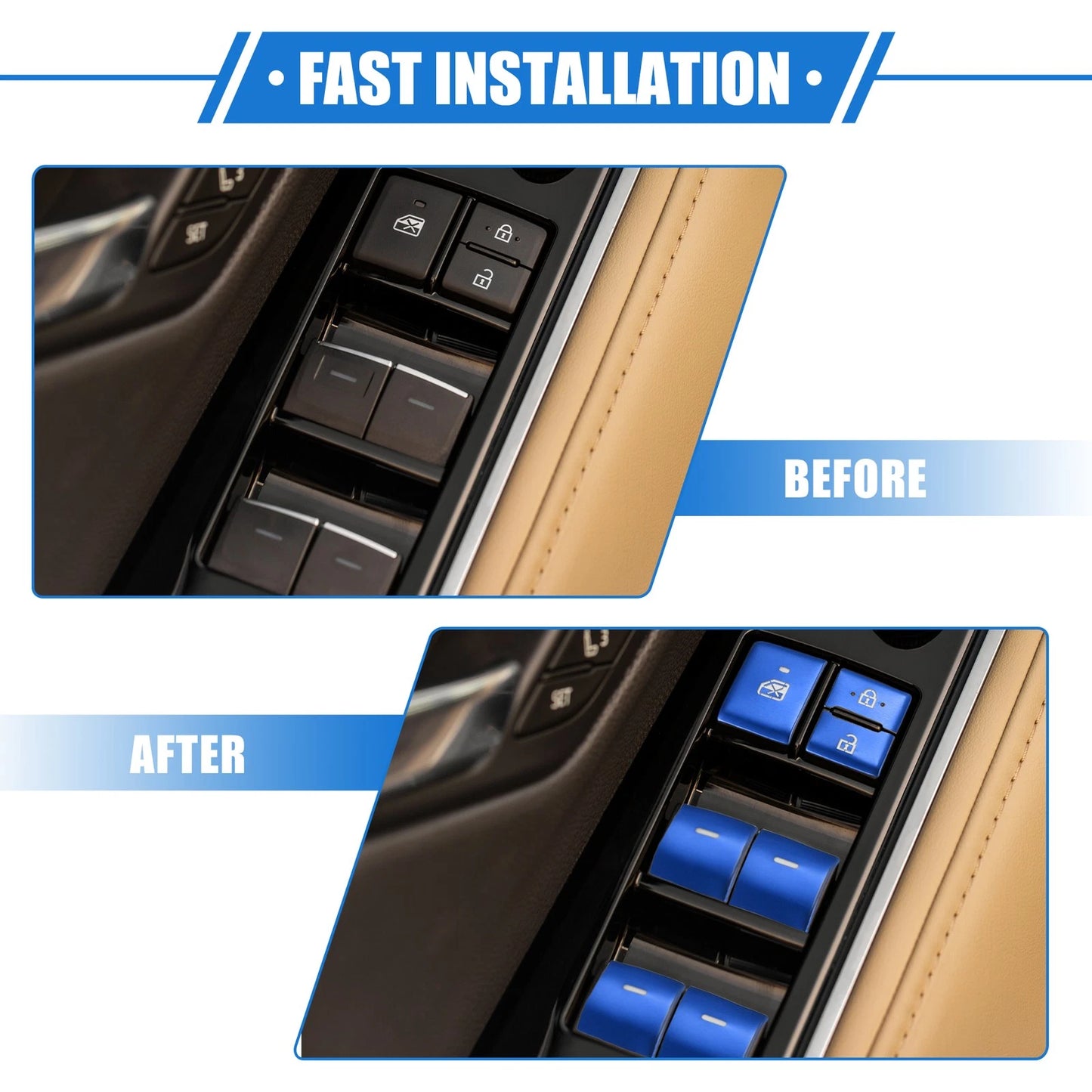 10 x Car Window Switch Button Cover Trim for Toyota Highlander (2020-2022)