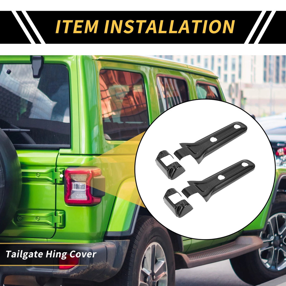 Tailgate Hing Cover for Jeep Wrangler JL Gladiator (2018-2023) Black Carbon Fiber