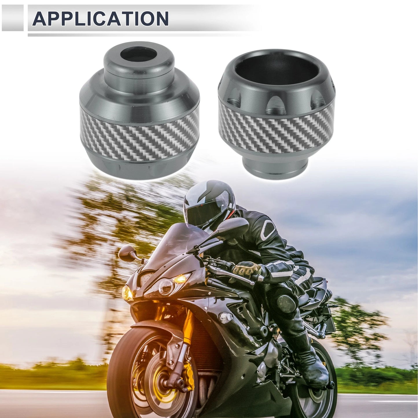 Slider Frame 14mm Aluminum Alloy Carbon Fiber Titanium Tone 2 x for Motorcycle