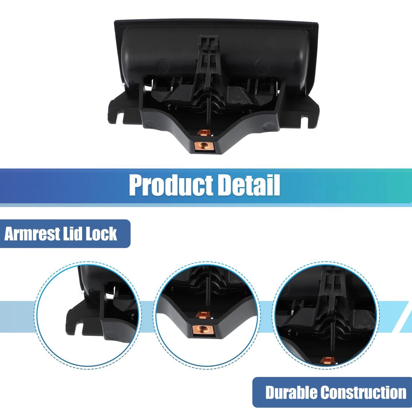 Center Console Cover Lock Armrest Lid Catch Plastic for GMC Bright Black