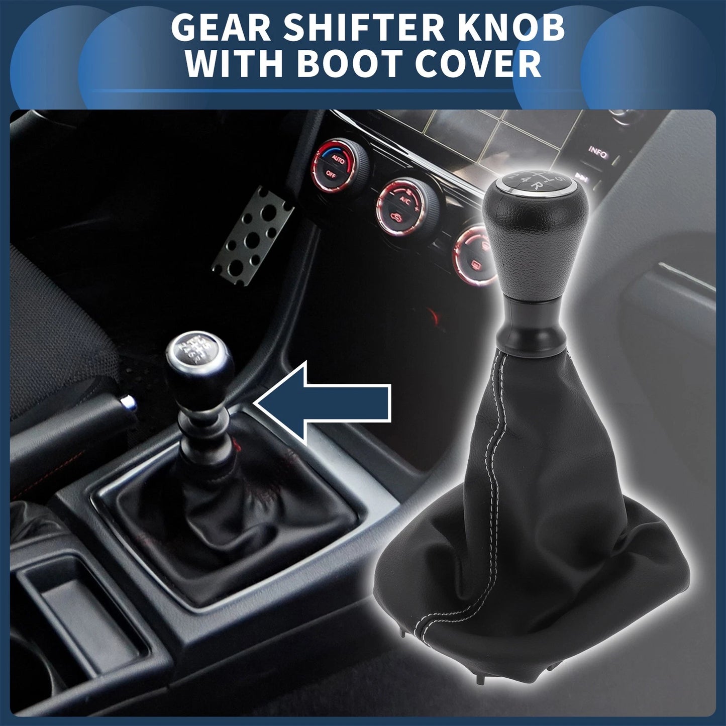 5 Speed Gear Shifter Knob & Cover for Peugeot 206 (2005-2008)