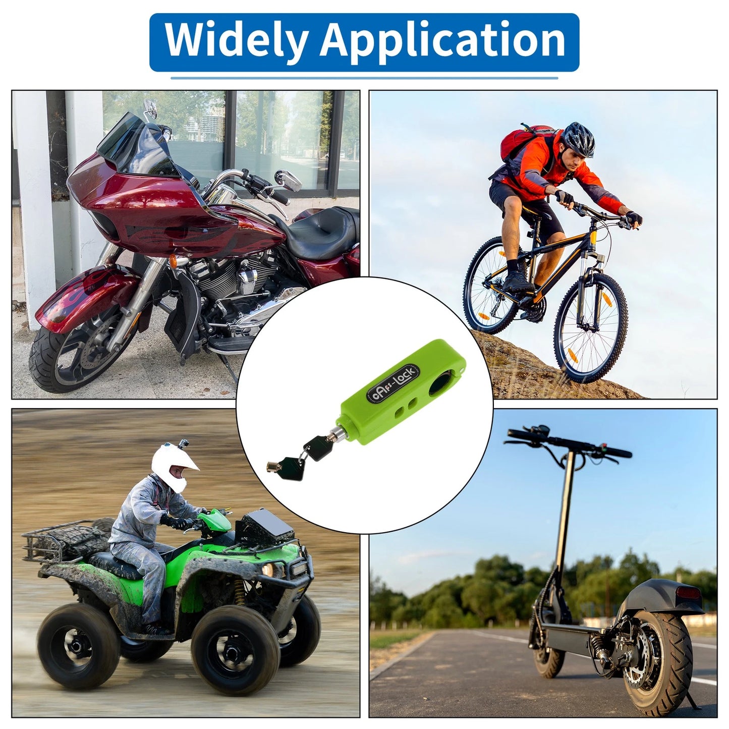 Handlebar Lock / Universal / Throttle Grip Green for Motorcycle/Scooter/Bike