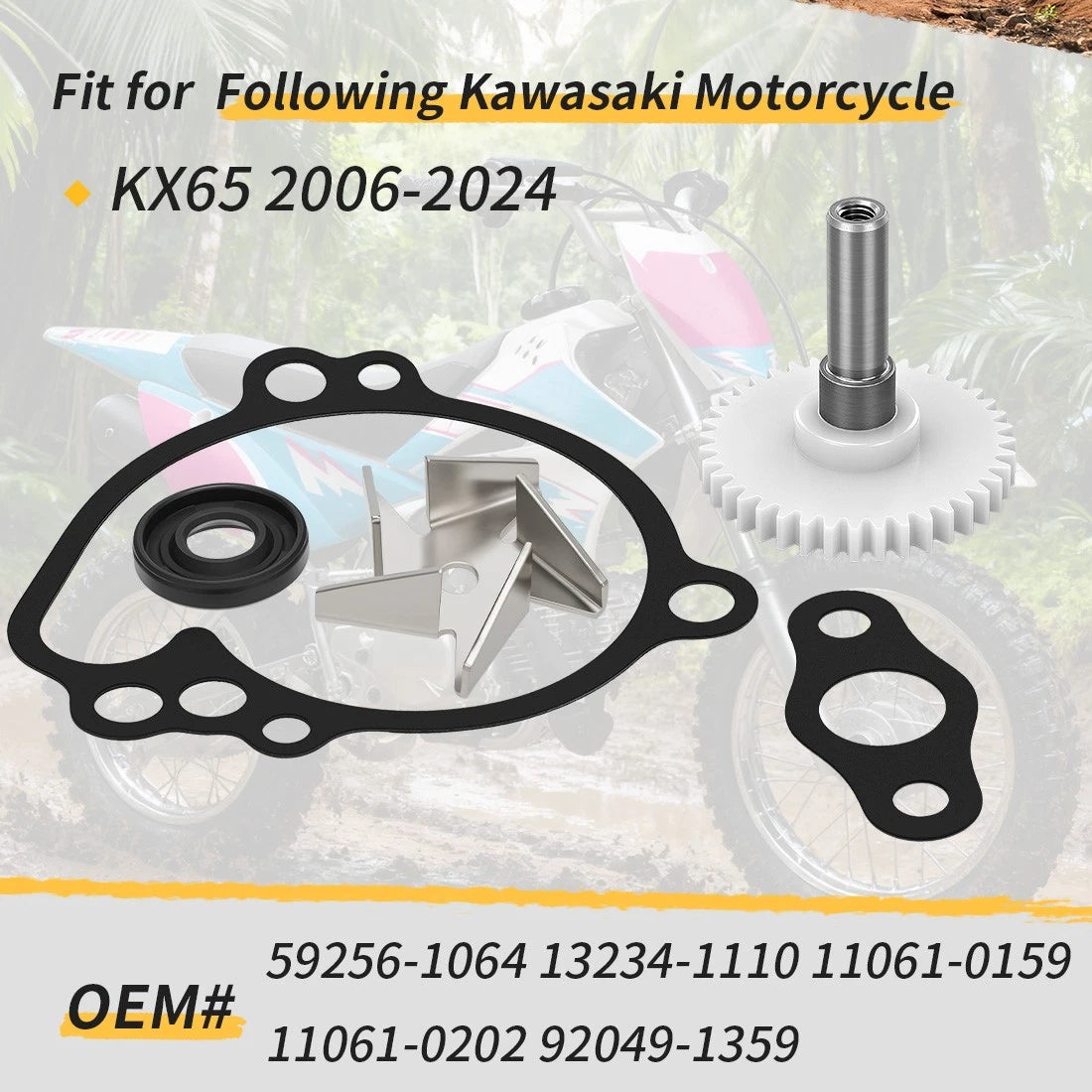 Water Pump Impeller Gear Rebuild Kit Gasket Oil Seal for Kawasaki KX65