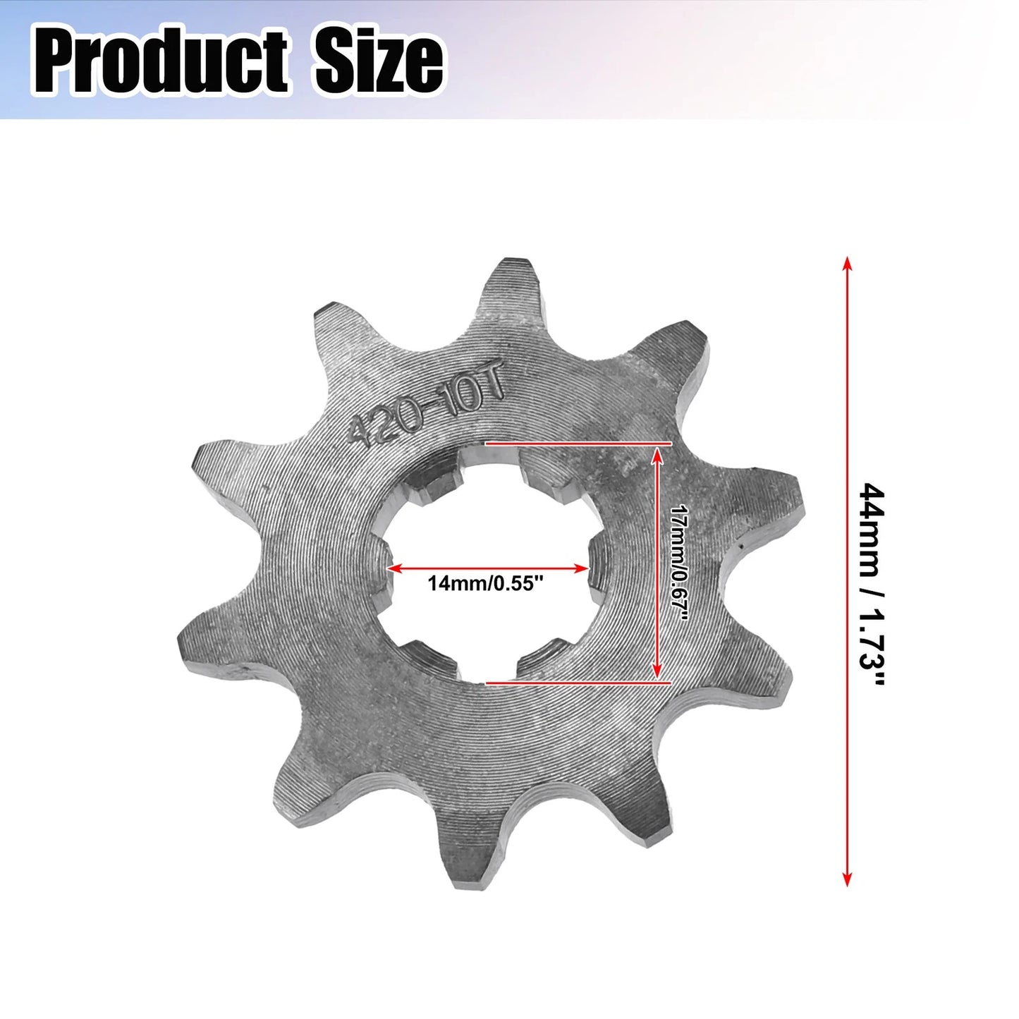 1 x Set 420 10T 17mm Motorcycle Front Engine Sprocket for Dirt Bike Mini Bike