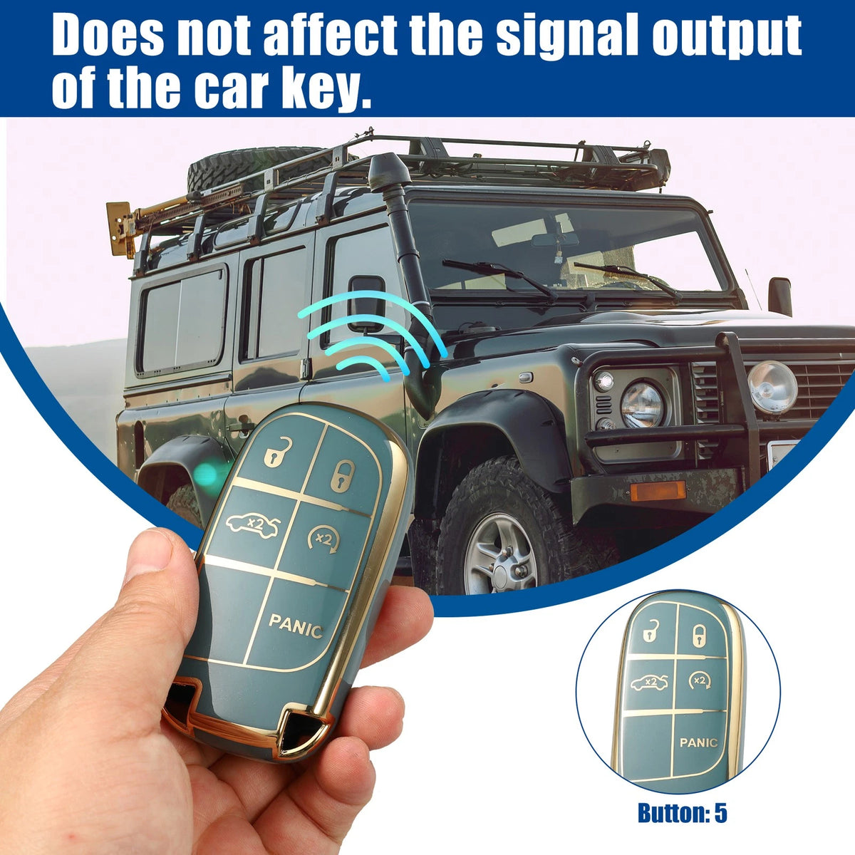 TPU 5 Button Keyless Entry Remote Cover for Jeep Cherokee Compass Renegade