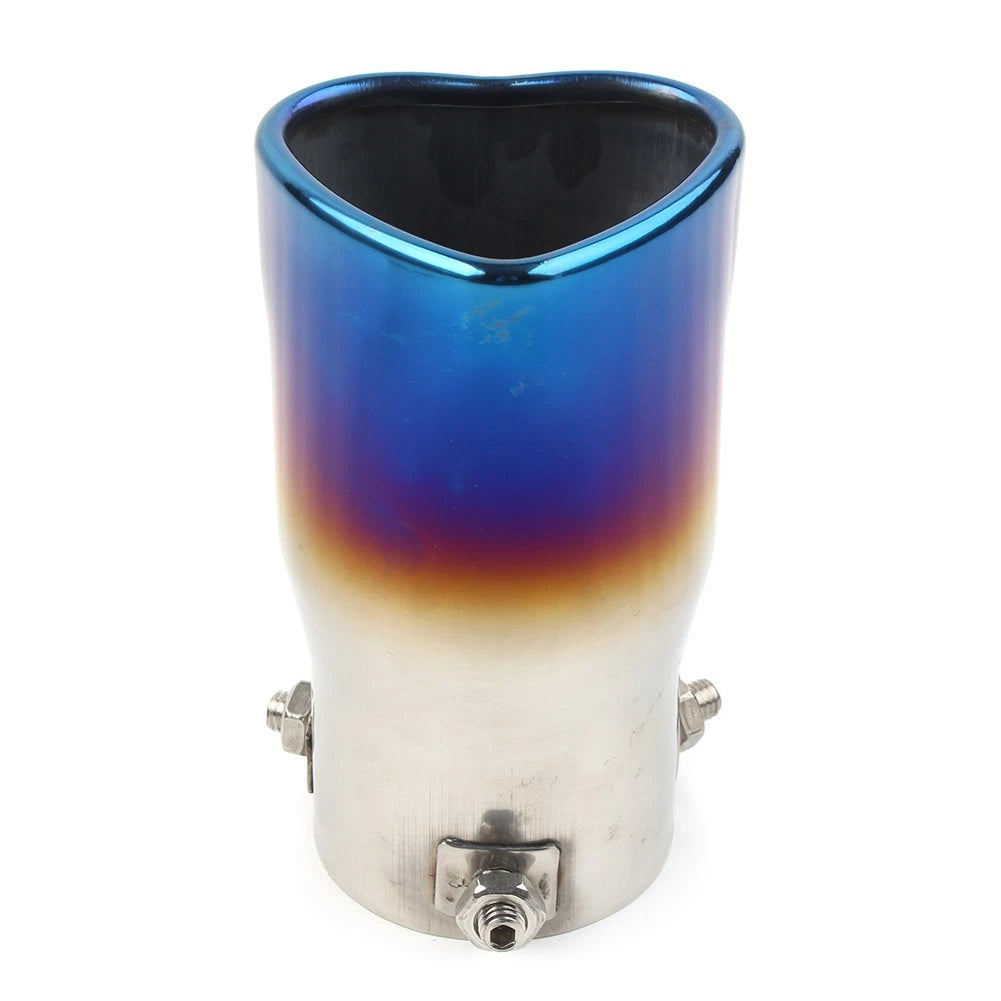 Stainless Steel Heart Shaped Exhaust Pipe Tail Muffler Tip for Car Blue