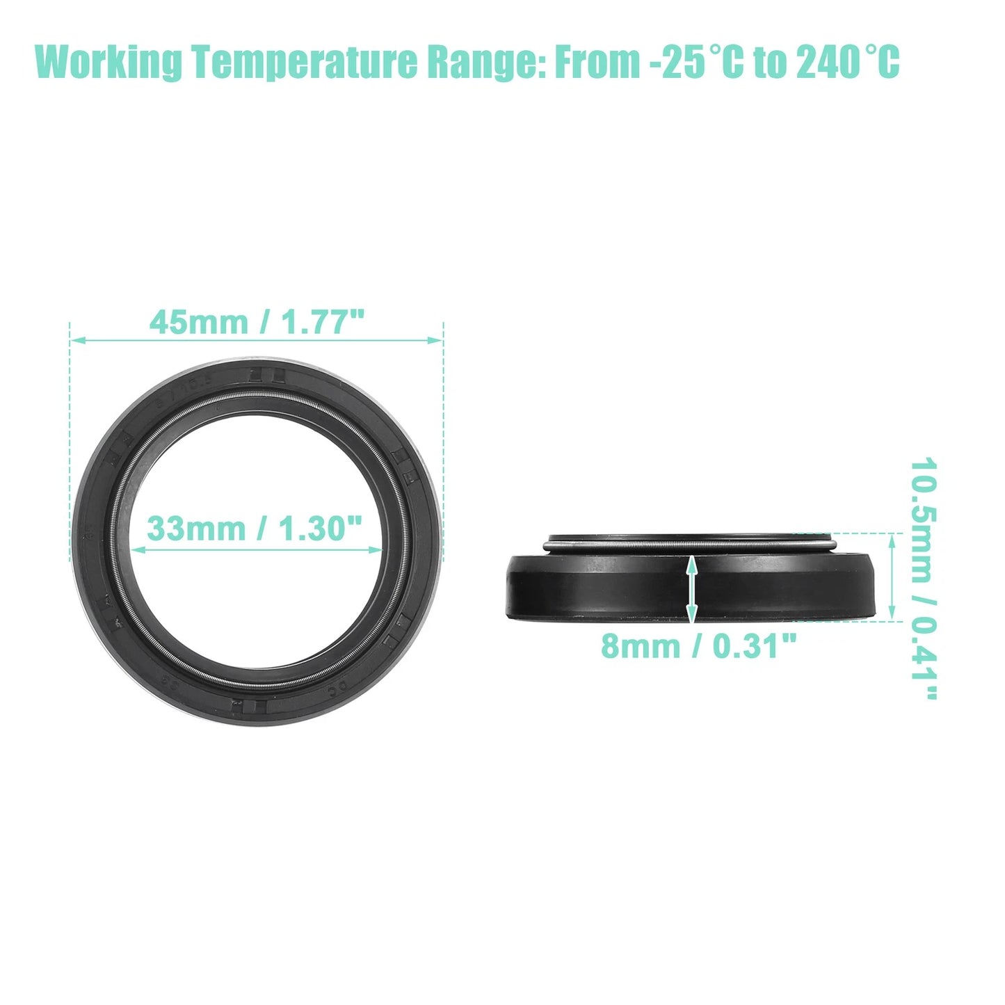 2 x 33mmx45mm Motorcycle Front Fork Shock Oil Seal for YAMAHA YZF-R125 (08-14)
