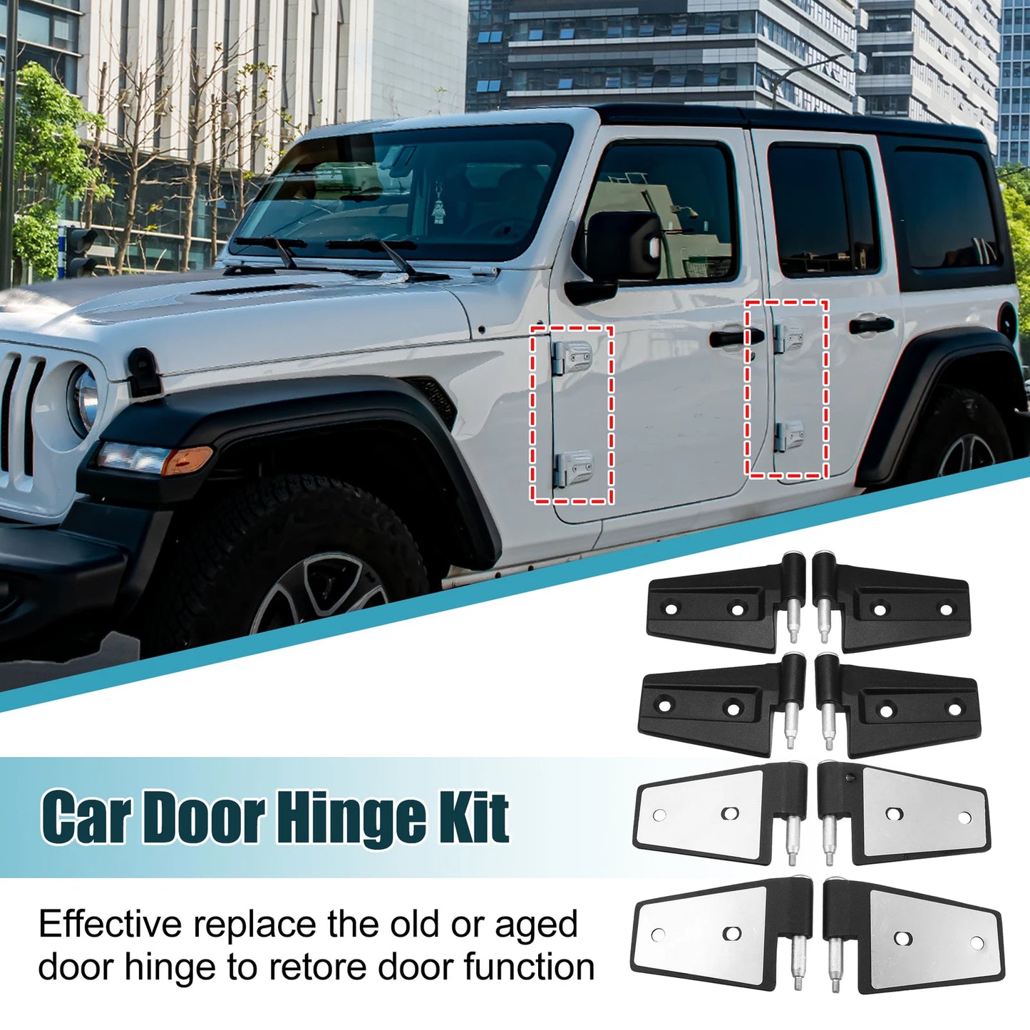 8pcs Car Door Hinge Kit w/ Bolts for Jeep Wrangler JK (2007-2018) Stainless Steel