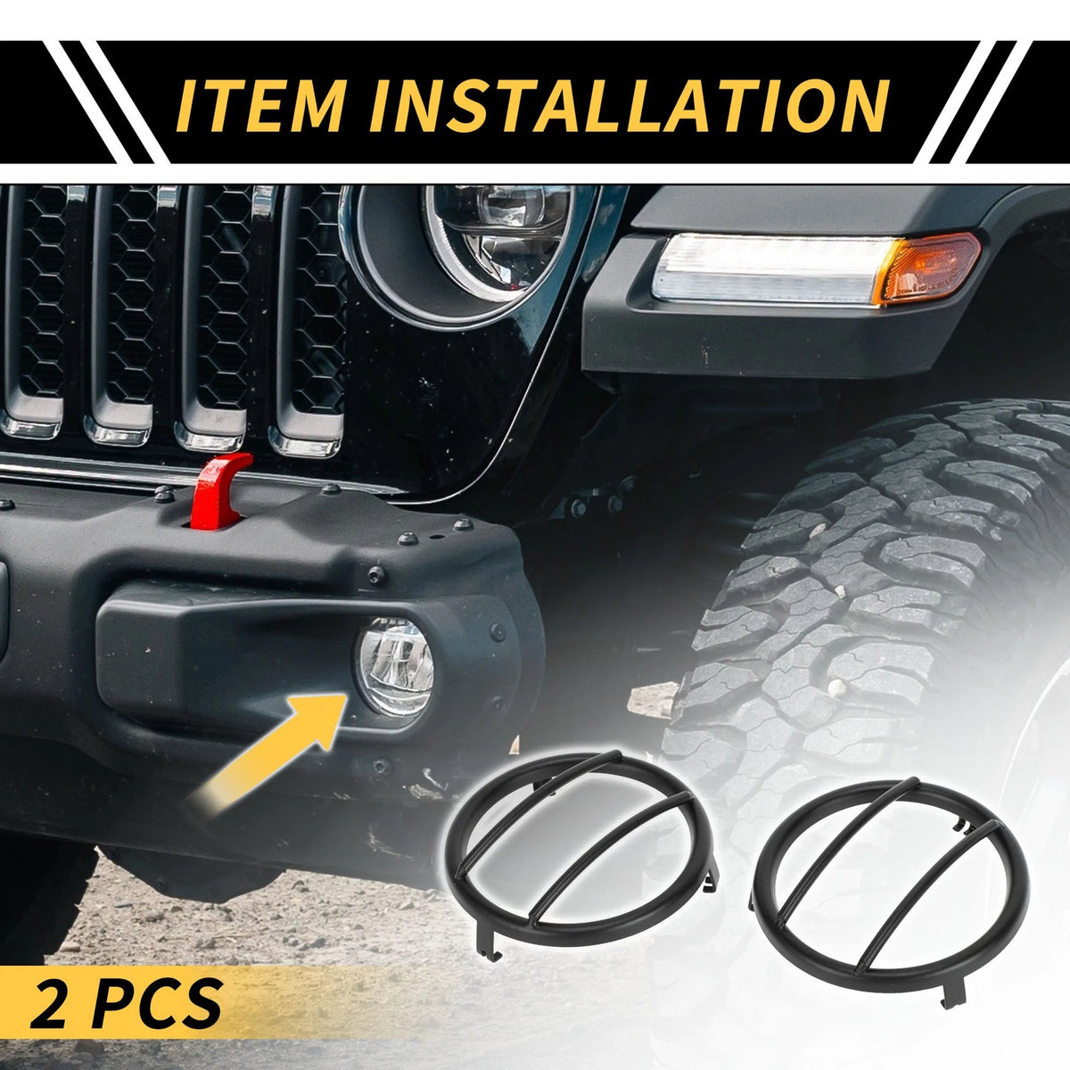 2 x Turn Signal Light Grill Guard Covers for Jeep Wrangler (2007-2017) Black