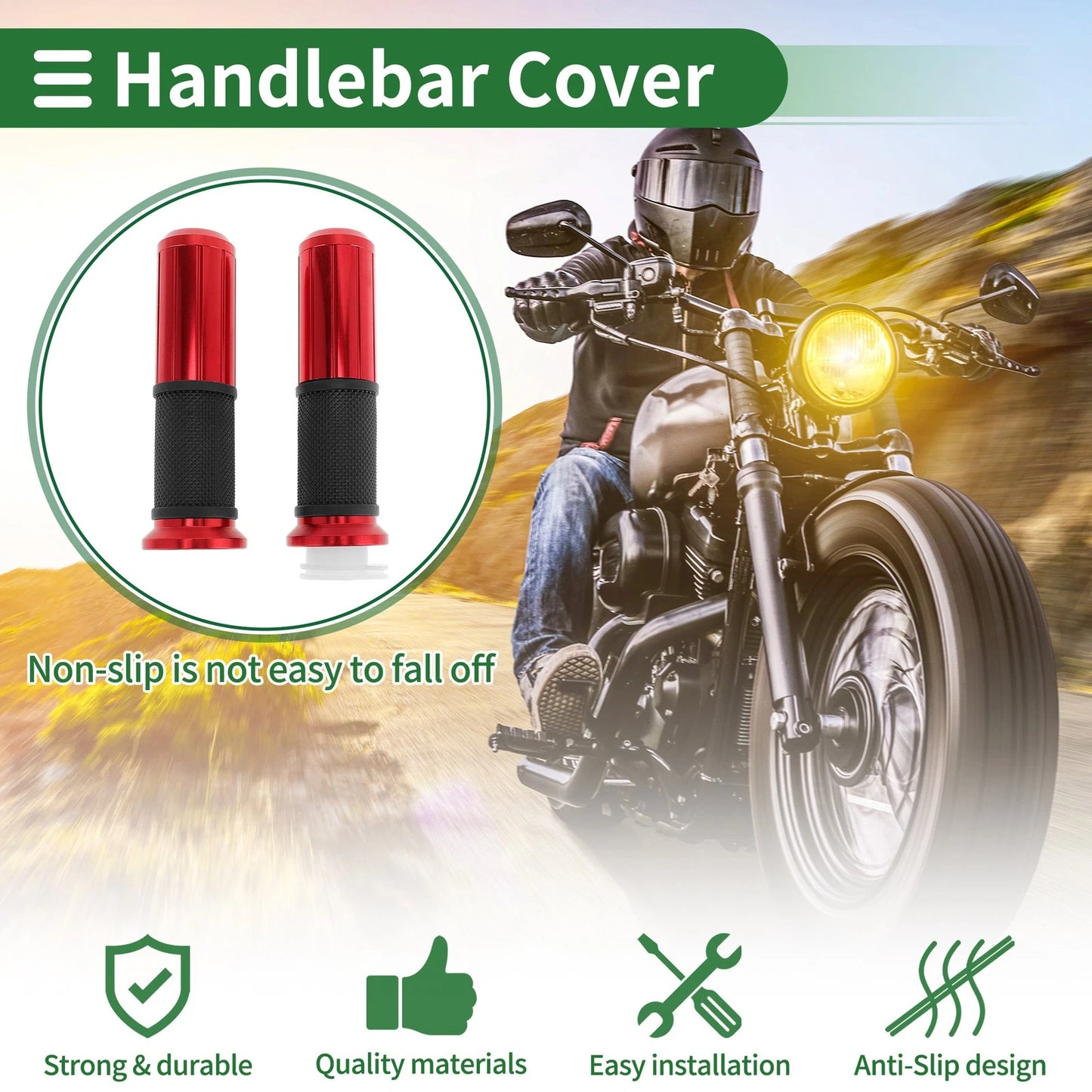 Hand Grips 7/8 22mm Red for Motorcycle