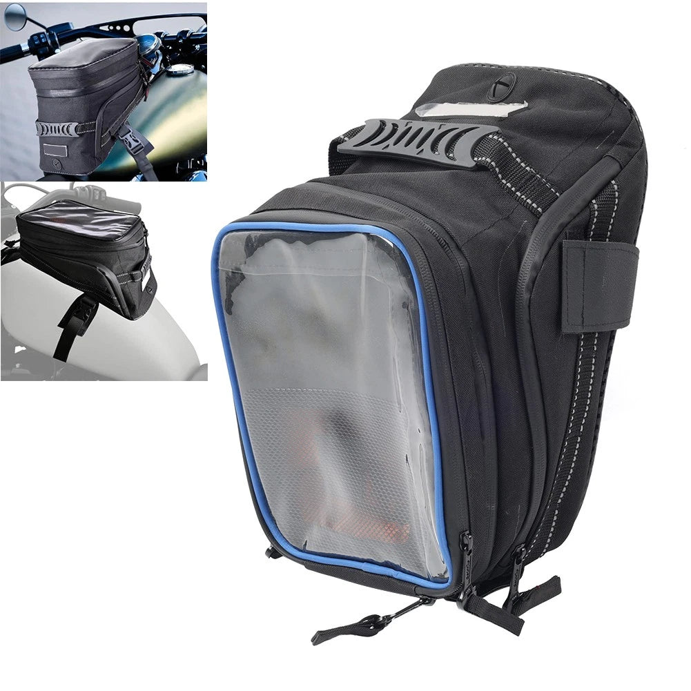 Universal Motorcycle Tank Bag with Strap Storage for Honda & Harley