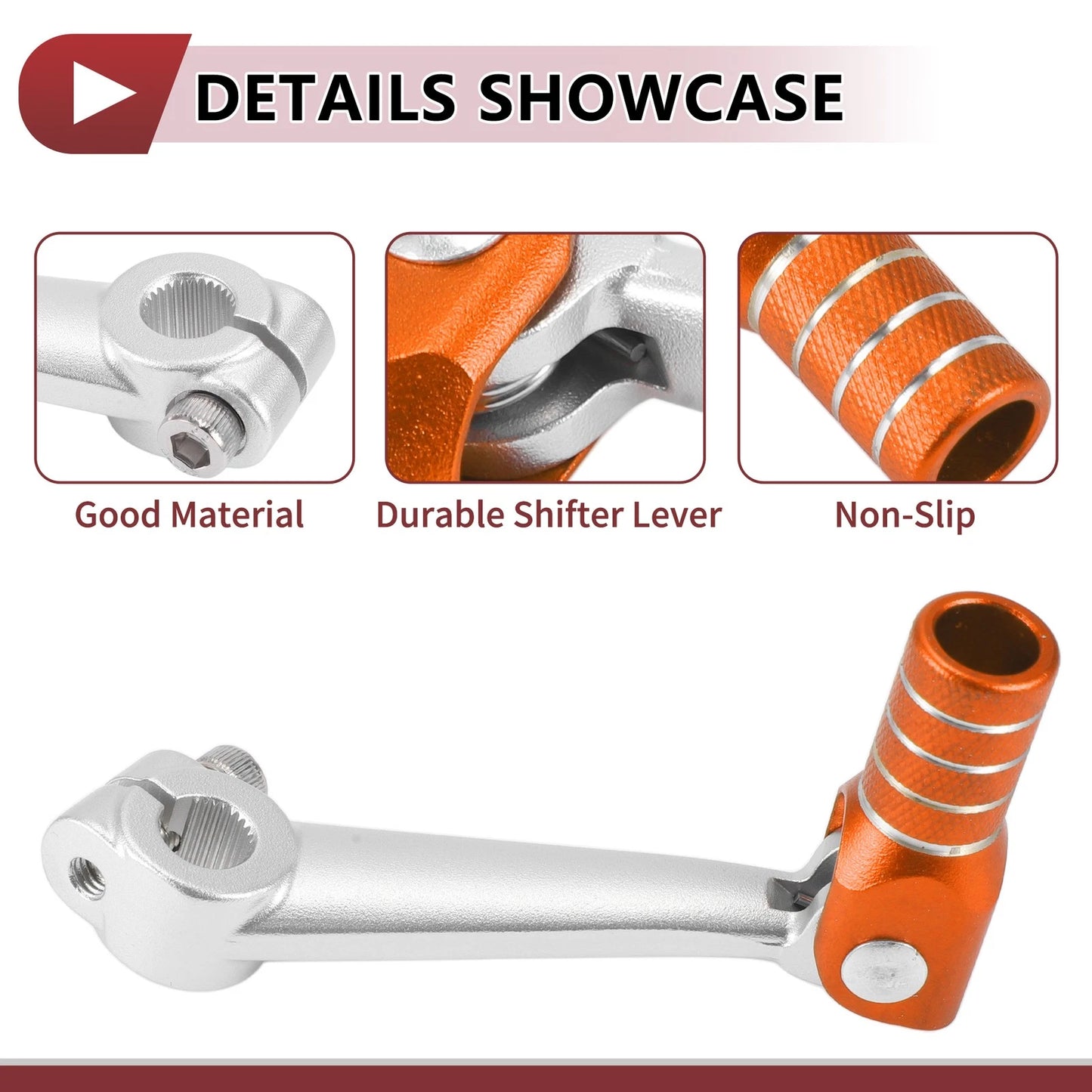 Folding Gear Shift Lever Silver Tone Orange for Bosuer M5