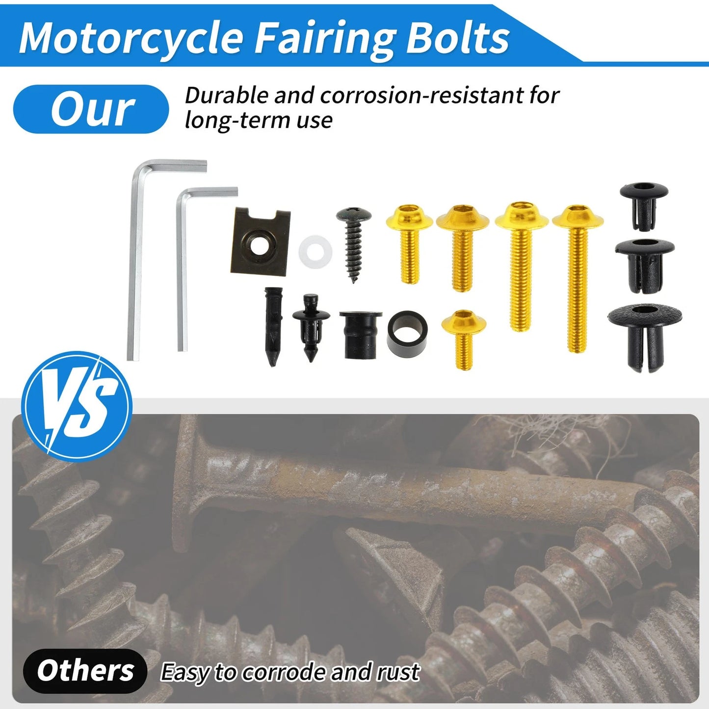 Windshield Bolt / 1 x / Windshield Bolt for Yamaha Aluminum Rubber Gold Tone