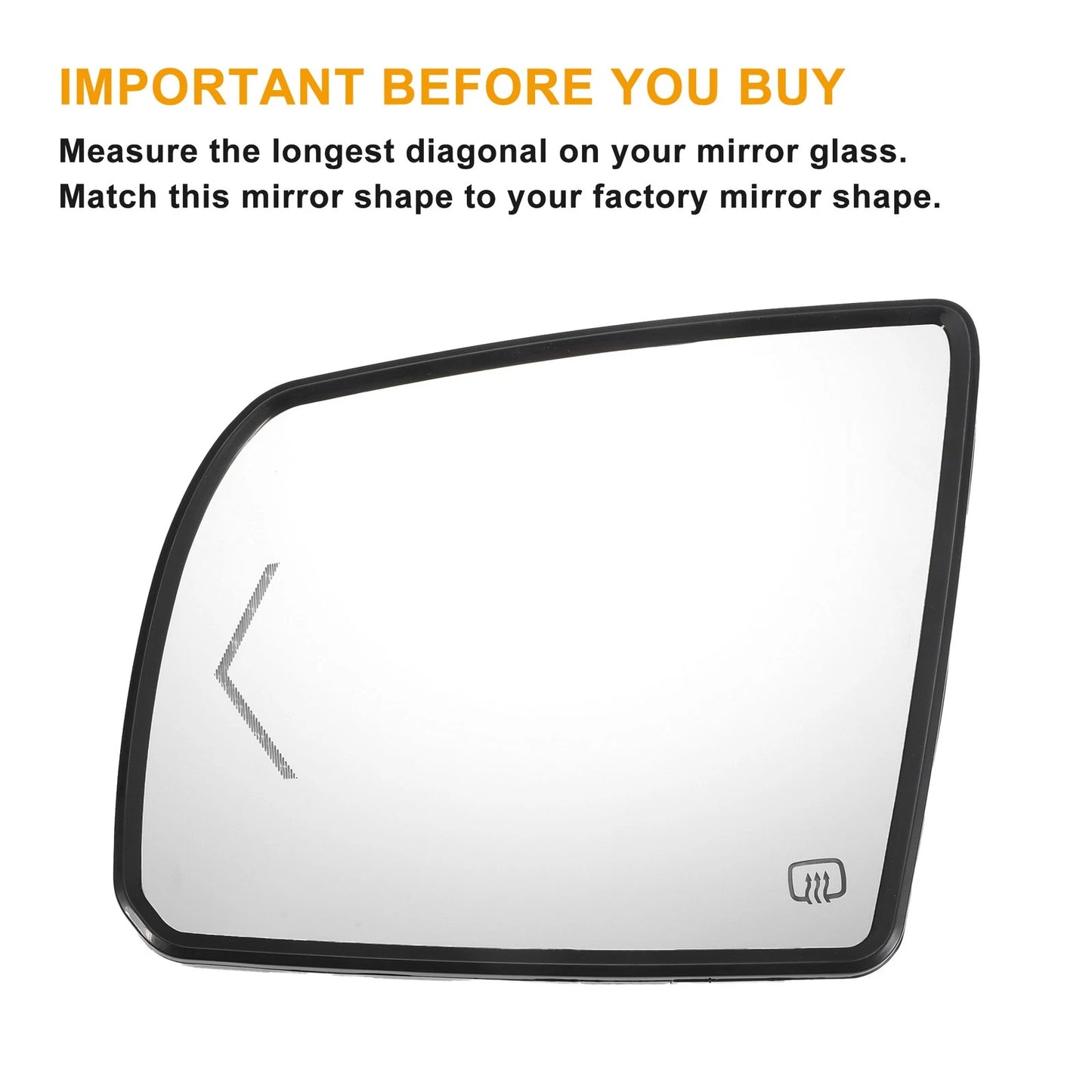 Left White Mirror Glass with Back Heated Lamp for Toyota Tundra