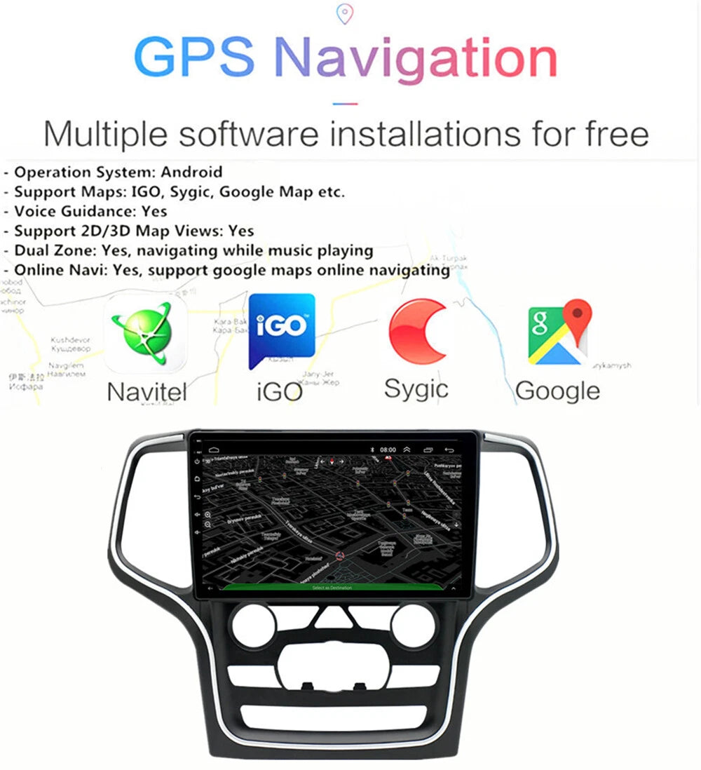 10.1" Android 12.0 GPS Head Unit for 2014-2022 Jeep Grand Cherokee (2014-2022)