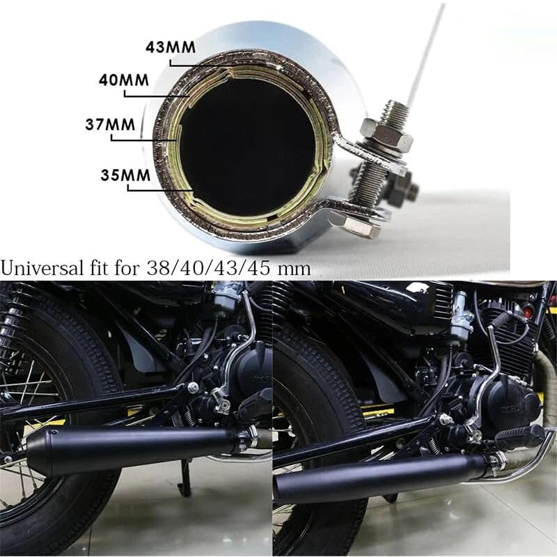 2 x Black Cafe Reverse Cone Megaphone Exhaust Pipes for GSXR 750, YZF R6