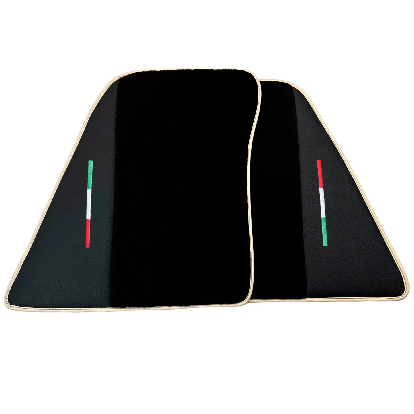AutoWin Black Floor Mats for Ferrari 296 GTB (2022-2024) Leather Beige Trim