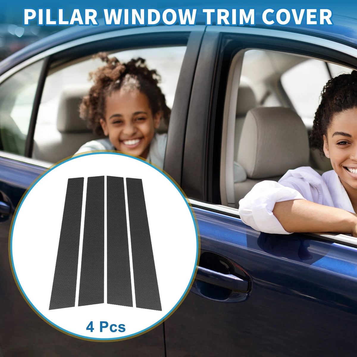 4 Pcs Door Pillar Window Trim for Toyota Highlander (2014-2023)
