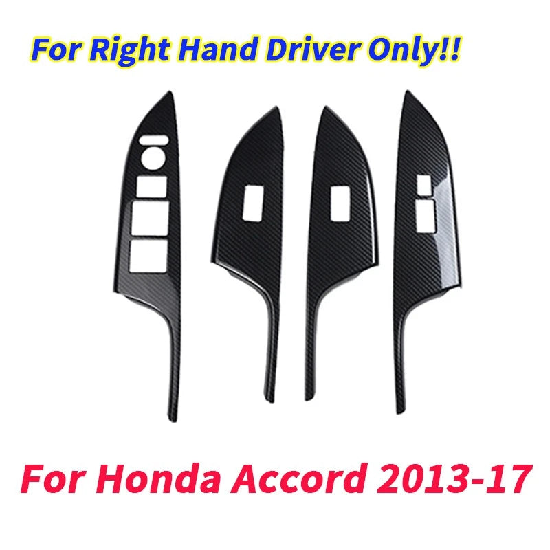 RHD 4pcs Carbon Fiber Window Lift Panel Trim for Honda Accord (2013–2017)