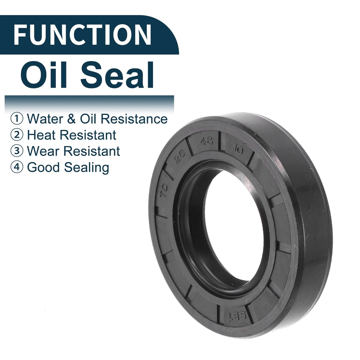 Oil Seal 5Pcs Seal Ring Rotary Shaft Seal NBR Rubber 26x48x10mm Black