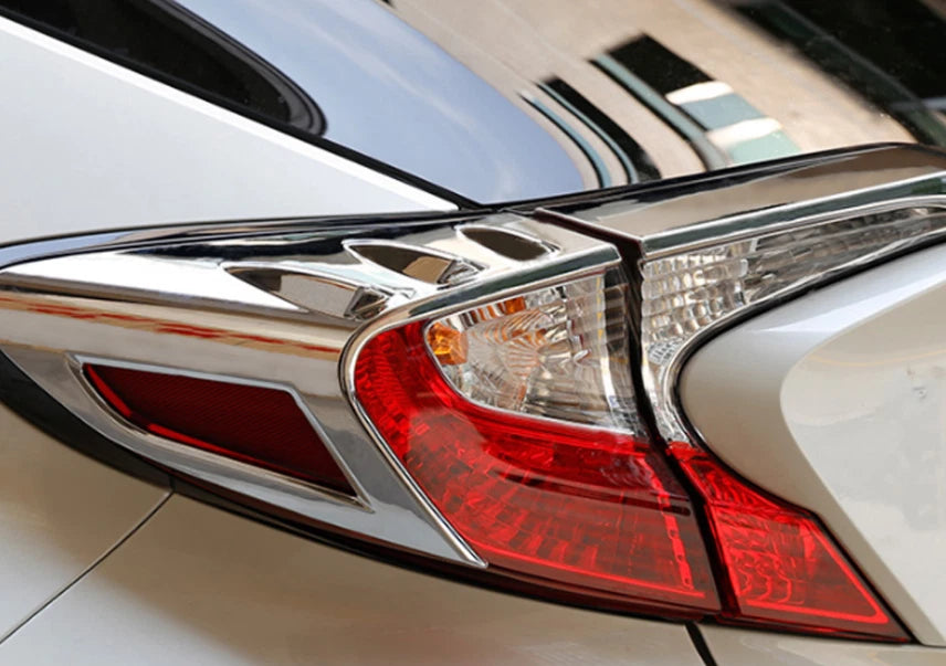 Rear Taillight Eyebrow Lamp Cover Trim for Toyota C-HR (2016-2023) 4 x ABS Chrome