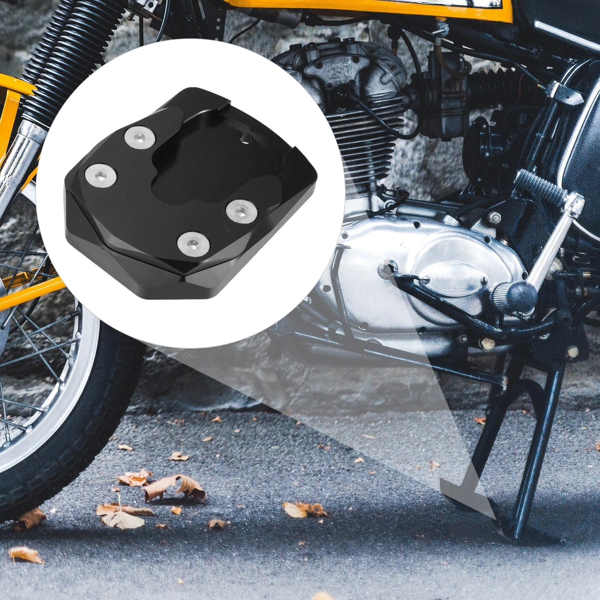 Set Motorcycle Kickstand Side Stand Pad Black for Yamaha YZF-R15 (2017–2022)