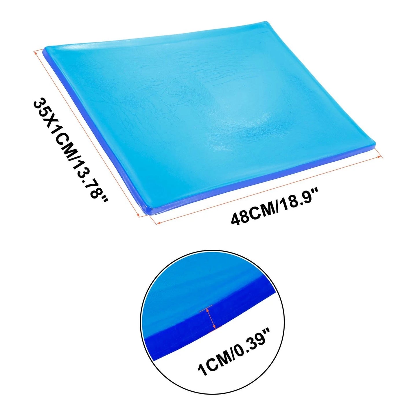 48x35x1cm Motorcycle Seat Gel Pad Shock Absorption Mat Cushion Blue