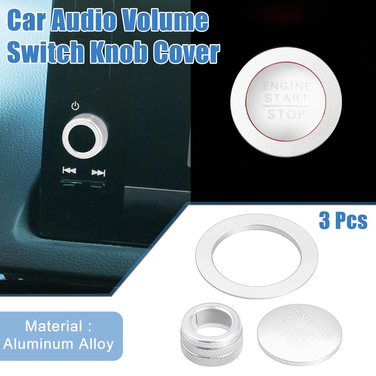 3 x Media Audio Volume Switch Knob Covers for Honda Civic (2022-2023)