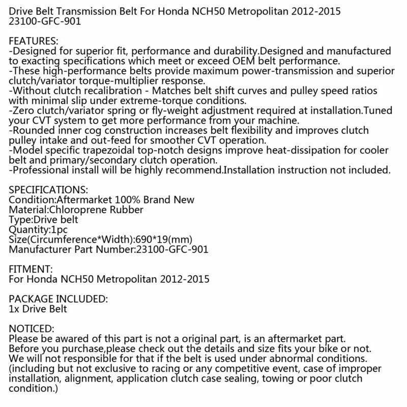 Timing Belt for Honda Metropolitan NCH50 (2012-2015)