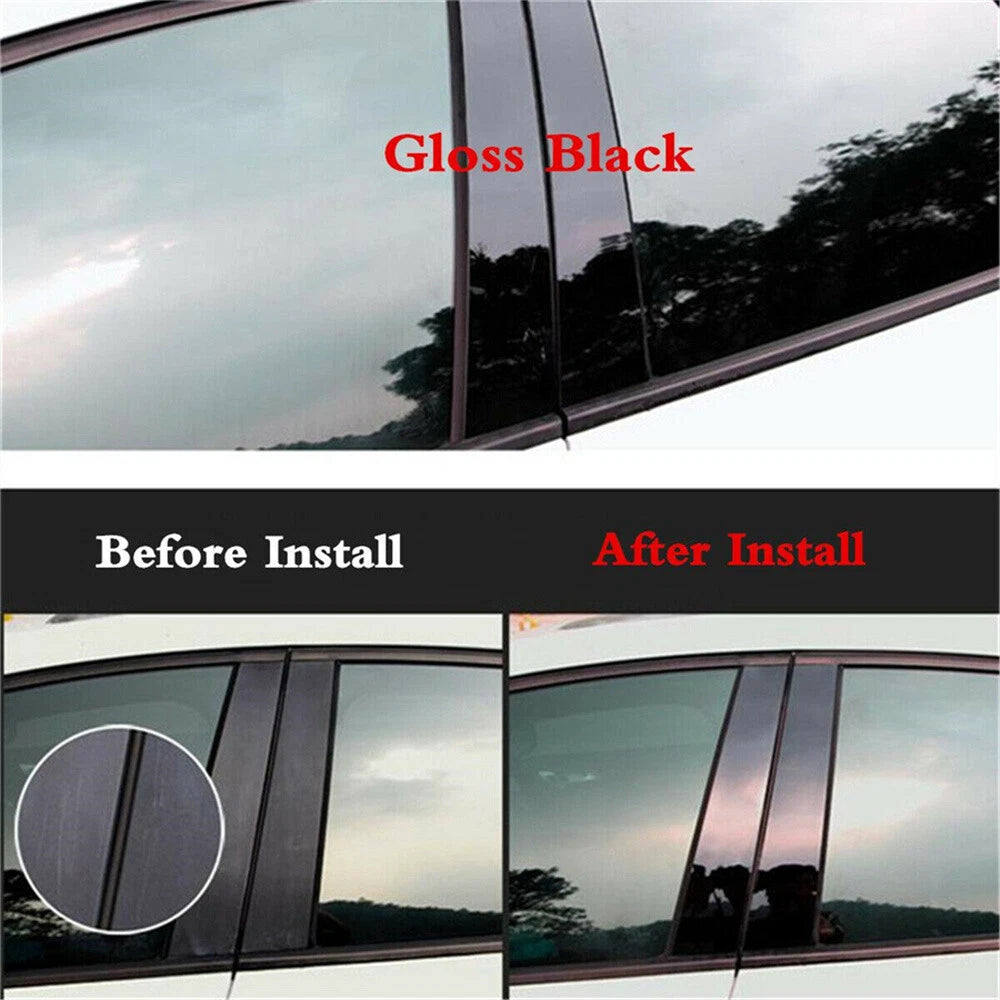 6 x Gloss Black Car Door Trim Pillar Posts Covers for Honda Odyssey (2011-2017)