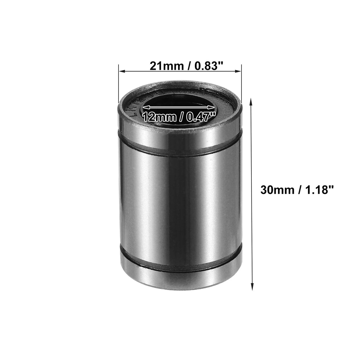 4 x LM12UU 12mm ID 21mm OD 30mm Length Car Linear Ball Bearings Silver Tone