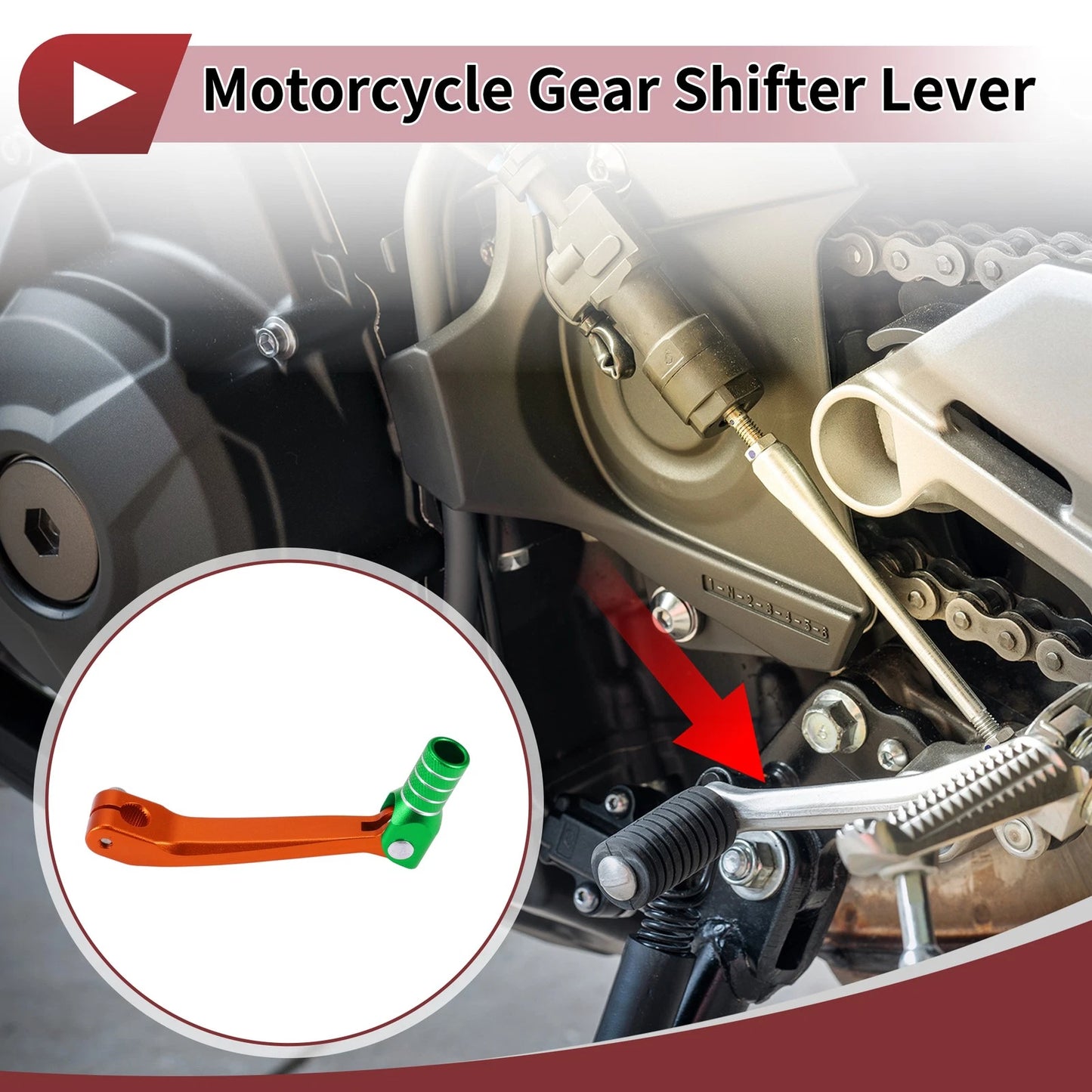 Shifter Lever for Honda CRF150F 03-17 - Orange Green Silver Tone